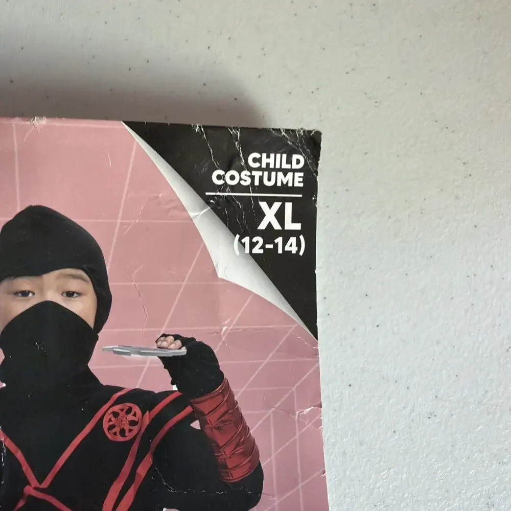 Ninja red dragon jumpsuit Halloween Costume youth XL 12 14 no weapons 7 peices